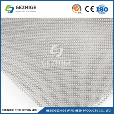 Gezhige Metal Mesh Stainless Steel Factory China cable de 1 pulgadas Malla 0,14mm espesor del alambre 0,222 malla Acero inoxidable alambre de malla Malla