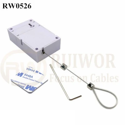Ajustable de acero inoxidable antirrobo Cuboid tire de la verificación de bucle del cable recubierto con tubo flexible de silicona