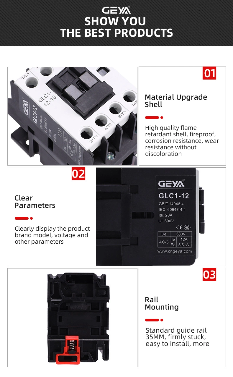 Geya Glc1-80 110V 220V 380V 660V 50/60Hz Contactor Magnetic Electrical AC Contactor