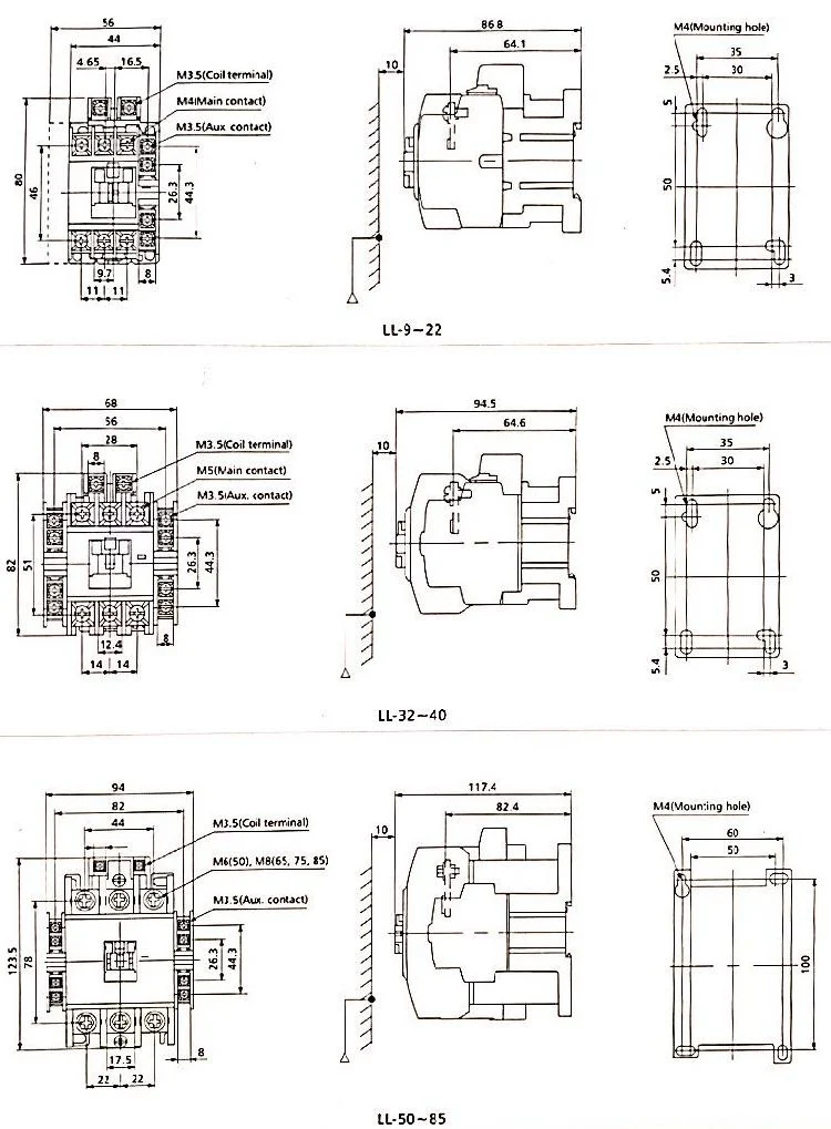 24 Volt 48 110 50Hz CE Ls Magnetic Mc Contactor Mc22b