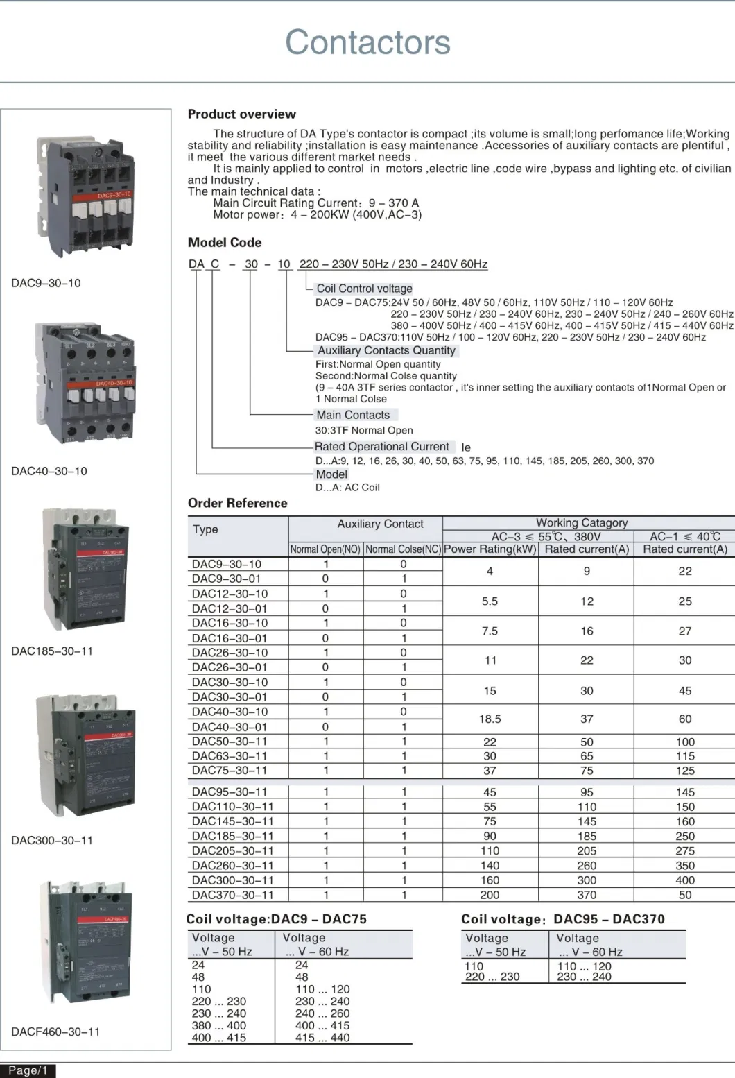 High Quality 4kw 250kw 210A Magnetic Capacitor Contactor Russia Type