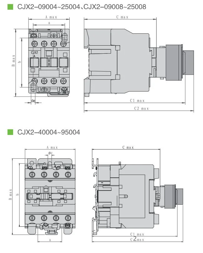 Aoasis Cjx2-65004 65A 4 Pole AC Contactor 110V 220V 380V Coil Contactor Cjx2-65