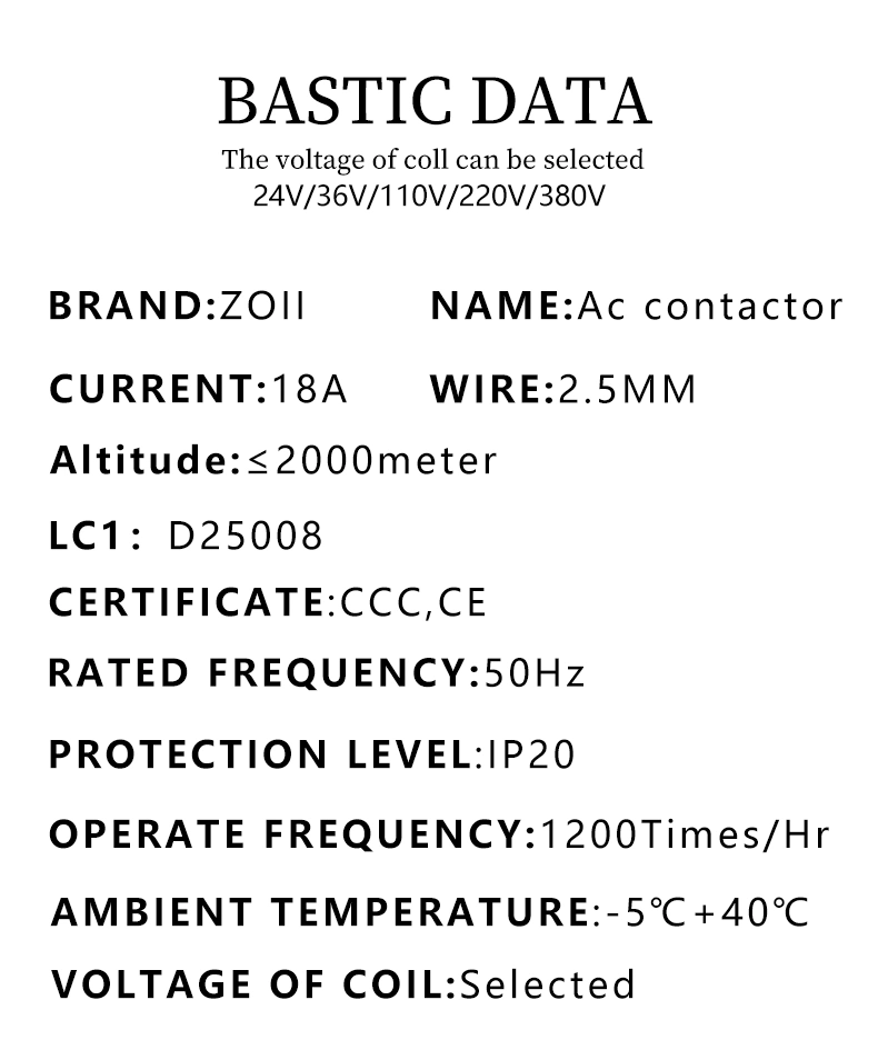 Zoii Normally Closed Magnetic Contactors 380V 220V AC Contactor 3 Pole 09A/12A/18A/25A/32A/40A/50A/65A/80A/95A