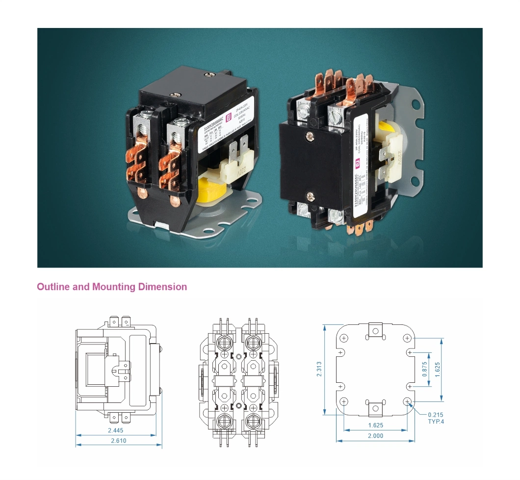 Cjc2-2p 25A 50-60Hz Air Conditioner AC Magnetic Contactor with CE