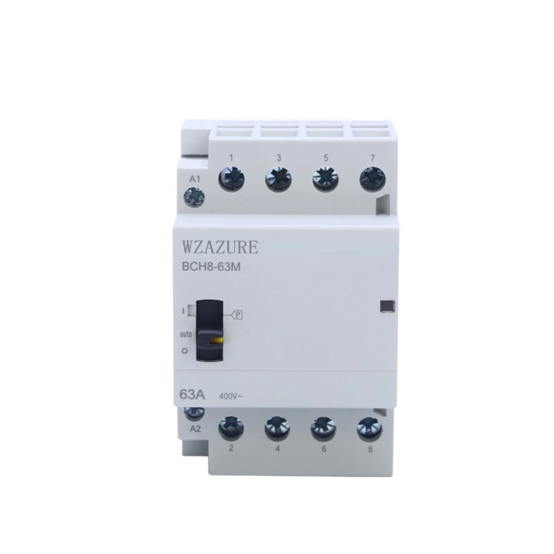 DIN Rail 32A 63A Household AC Modular Contactor with Manual Control Switch No Nc