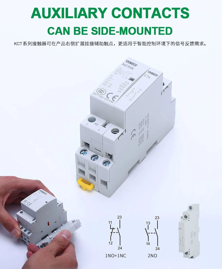 Kct-25 25A 2pole 2no 2nc AC110V 220V Magnetic Modular Contactor