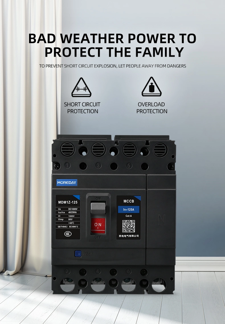 Moreday DC MCCB PV 2p 1000V 3p 1500V 80A to 400A Mould Case Circuit Breaker