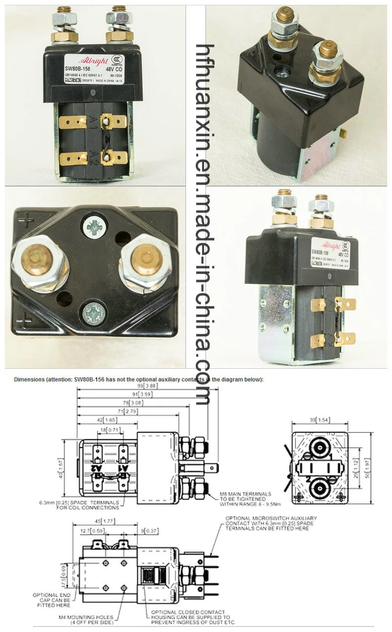 Professional Manufacturers Wholesale Electric Vehicle Parts DC Sw80b-156 Single-Pole Two-Phase Albright Contactor