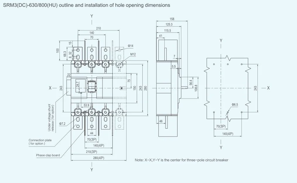 Three Phase DC 1000V 1500V 250A 320A 400A 630A 800A Molded Case Circuit Breaker MCCB