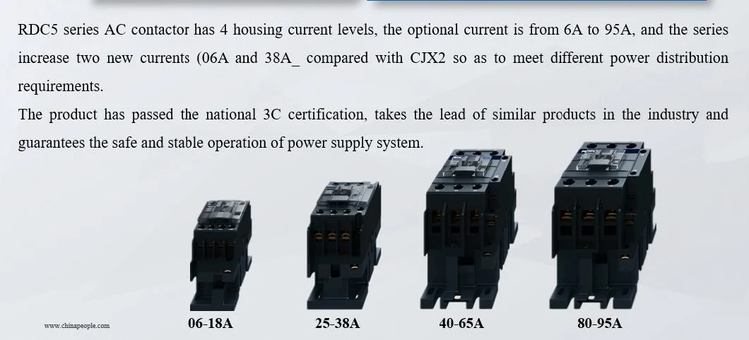 People AC/DC Contactor Auto Recloser Household/Factory Rdc5-6511 36~380V Magnetic Contactor Manufacturer with CE Humanized Design