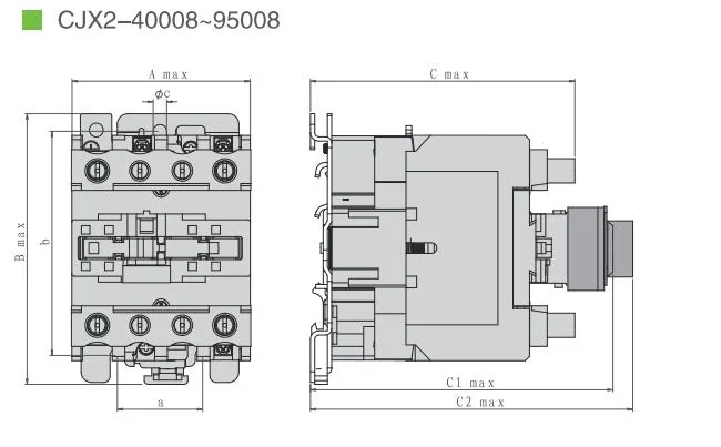 Aoasis Cjx2-65004 65A 4 Pole AC Contactor 110V 220V 380V Coil Contactor Cjx2-65