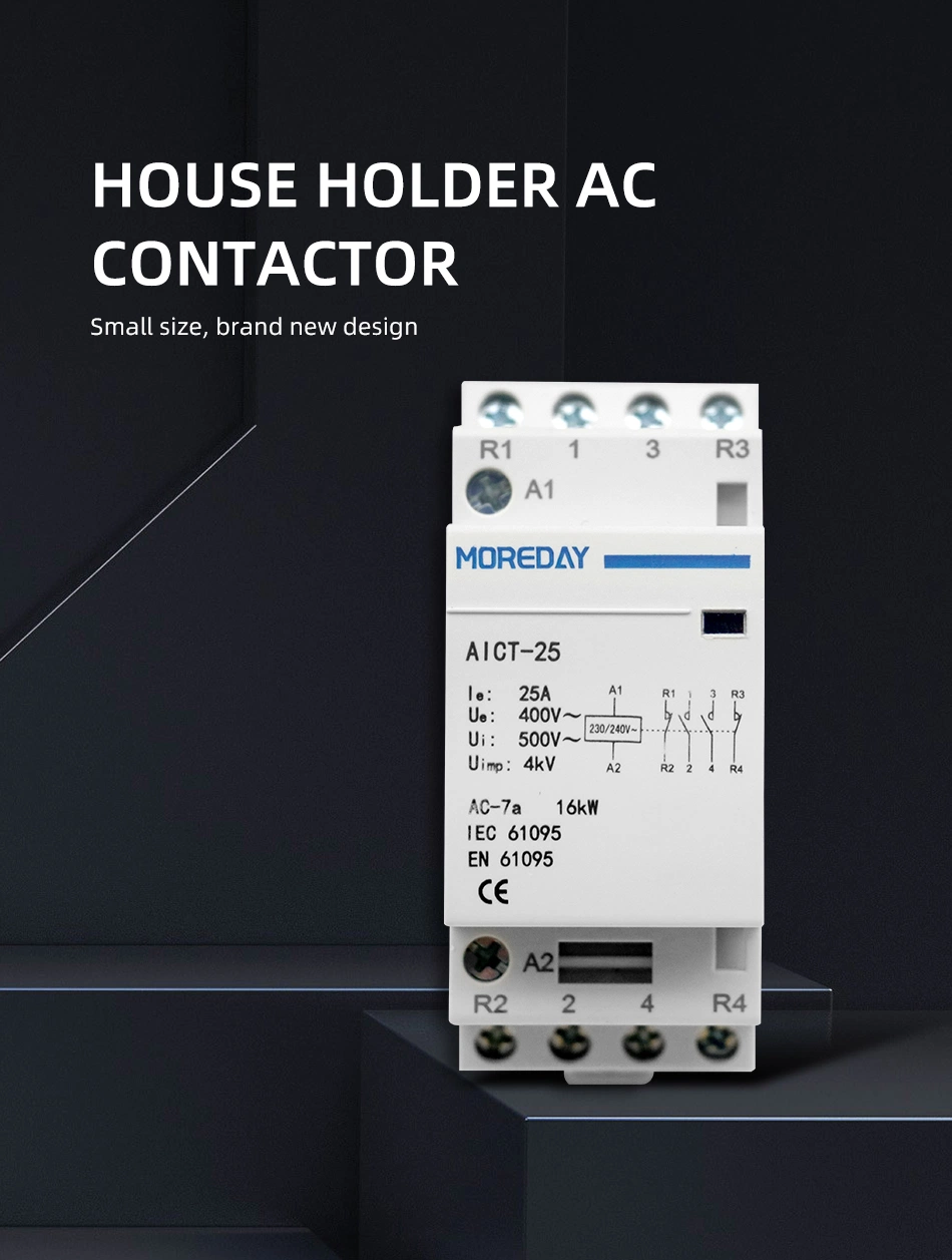 Household Contactor AC 2p 20A 25A 2no or 2nc or 1no1nc 220V Coil Automatic Home Use Contactors DIN Rail