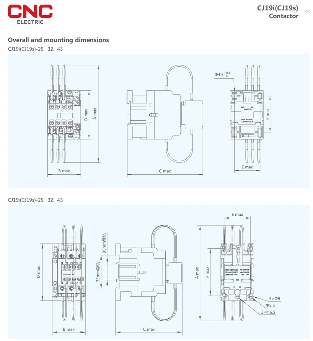 CNC New Model Cj19I Series Changeover Capacitor AC Contactor 3 Pole