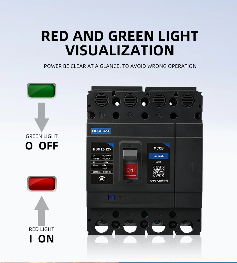 Moreday DC MCCB PV 2p 1000V 3p 1500V 80A to 400A Mould Case Circuit Breaker