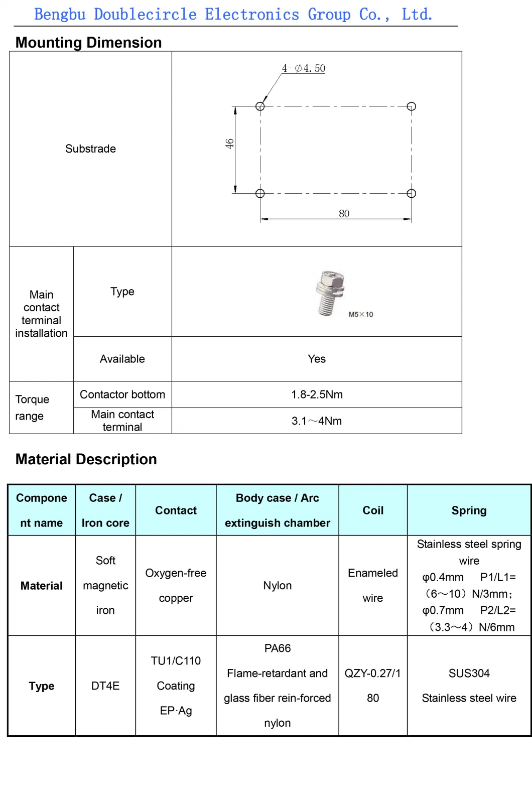 100A Hvdc Contactor 2 Pole 12V Dpst-No Single Channel for New Energy Low Speed Vehicles