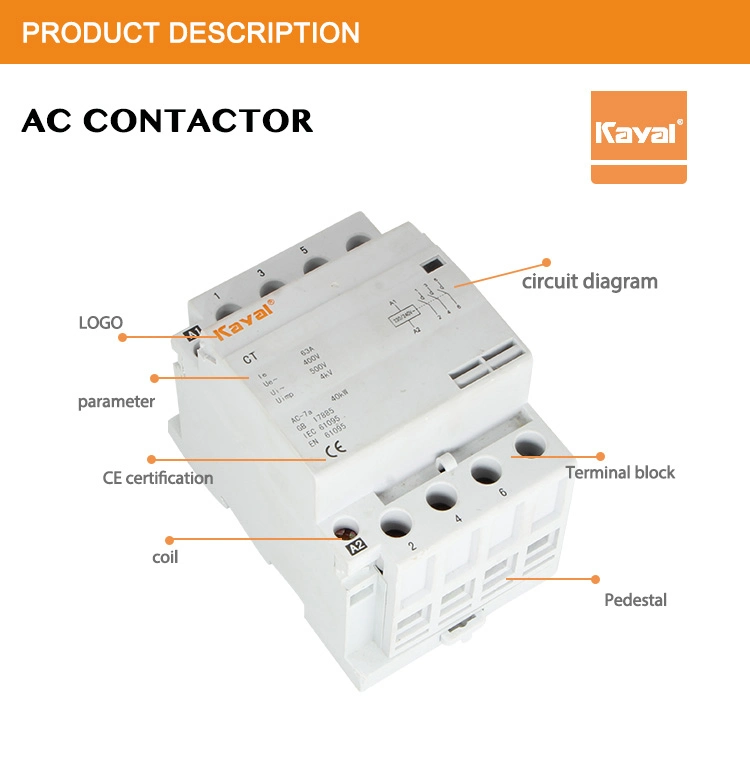 Free Sample! up to 20A 40A 60A Household Magnetic GB14048.4 AC Contactor