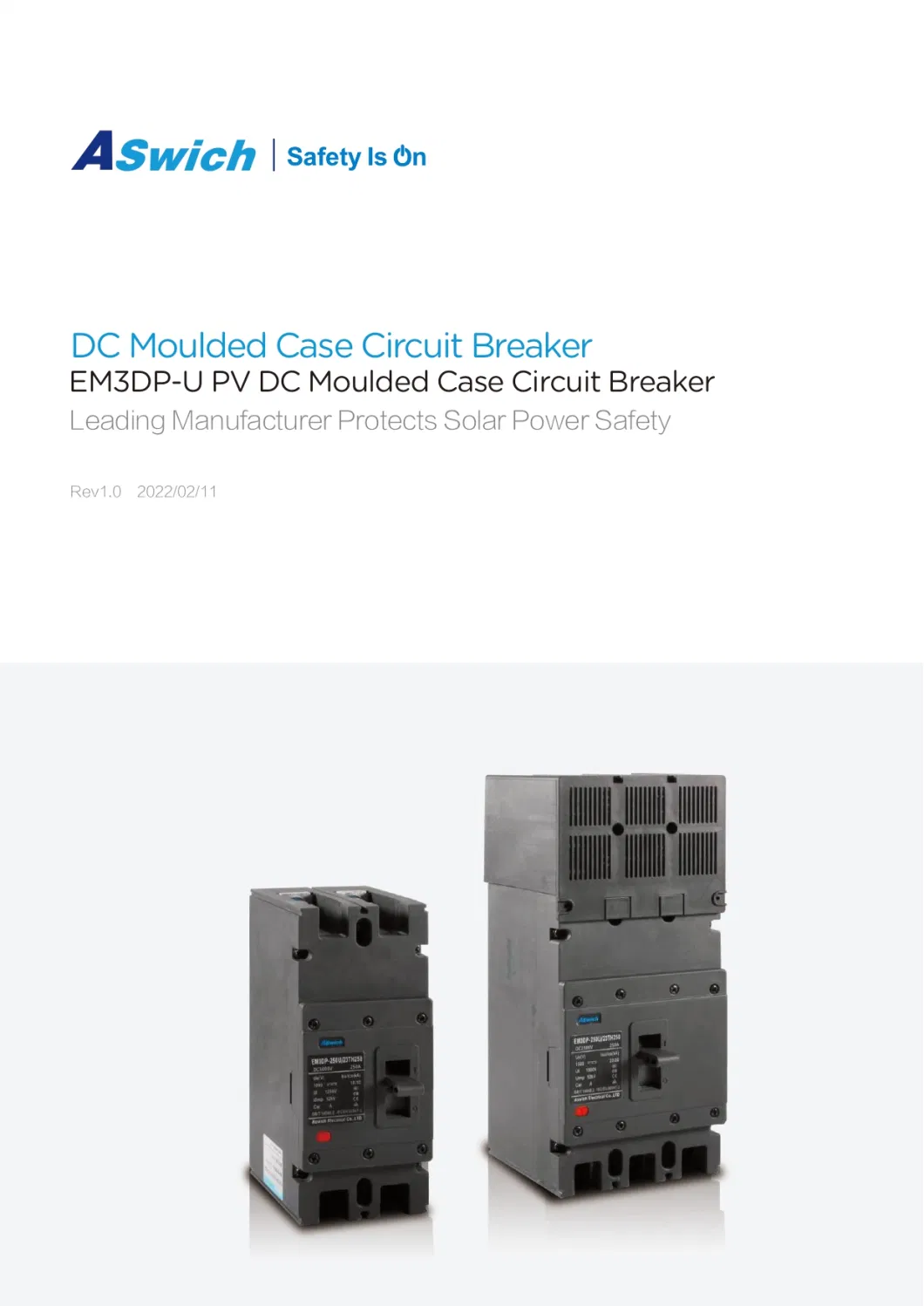 Aswich DC MCCB PV 2p 500V 3p 1000V 80A to 250A Mould Case Circuit Breaker