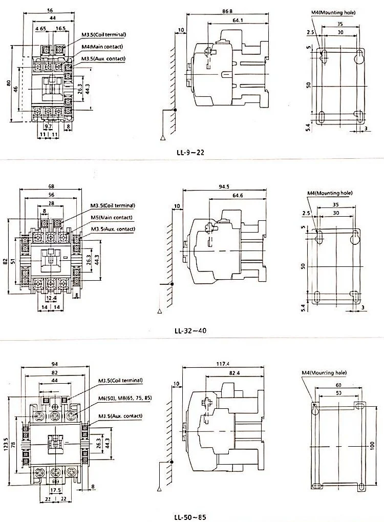 Gmc-32 Gmc-50 OEM CE China Auxiliary Contact Block Magnetic Contactor Ls with High Quality Mc12b