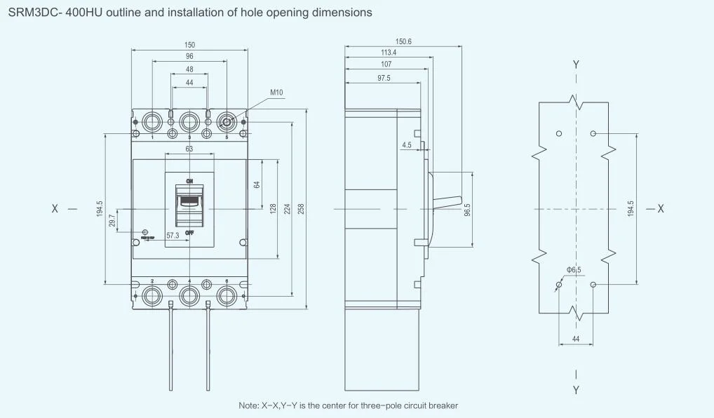 Three Phase DC 1000V 1500V 250A 320A 400A 630A 800A Molded Case Circuit Breaker MCCB