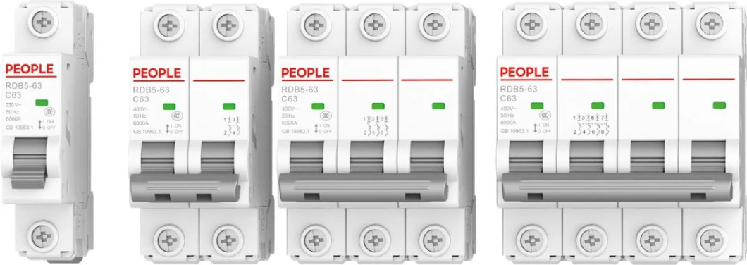 People Rdb5-63 Series 1p 10A Switch AC/DC MCB Miniature/Mini Circuit Breaker 2p/3p/4p Air Circuit Breaker with CE