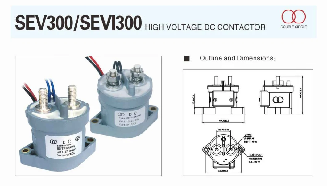 High Voltage Contactor 300A for Wind Photovoltaic System 3c Certified DC Relay