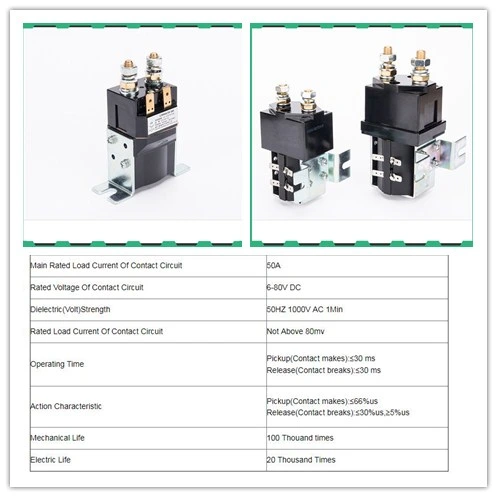 Huanxin Speed Single Phase Single Pole DC Contactor Zjw50A-24V for Electric Cars