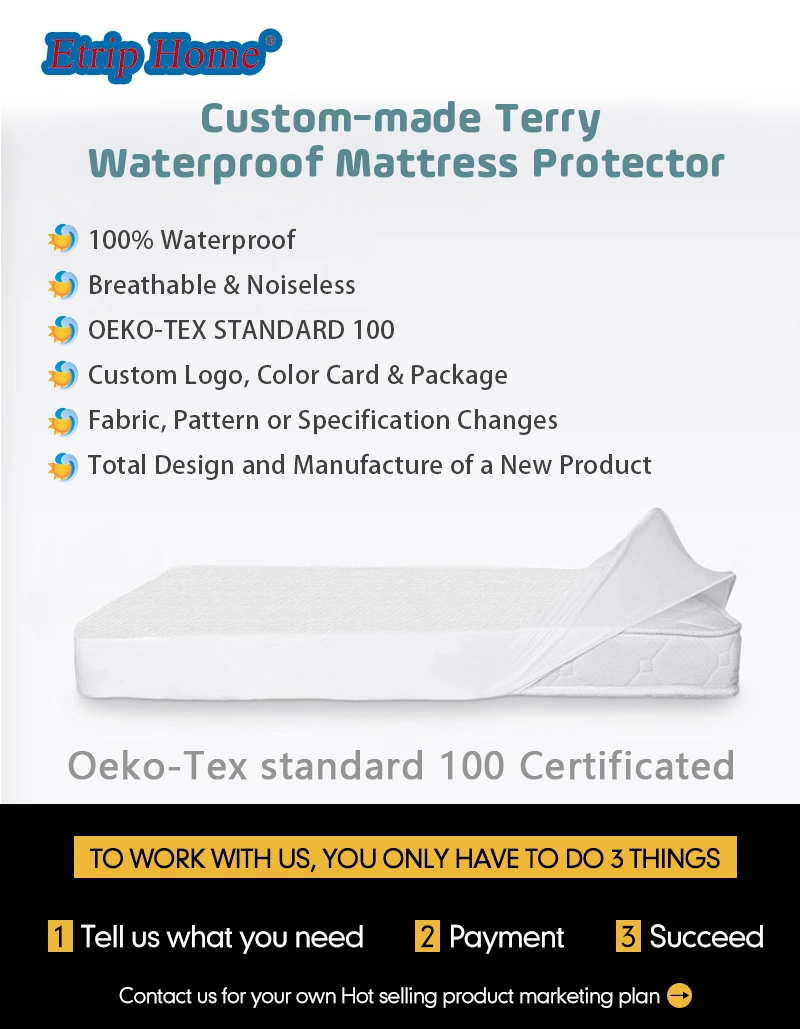 Customizable Waterproof Mattress Protector with Zipper Polyester Knitted Soft Comfortable Bed Cover for Home Bedroom Hotel