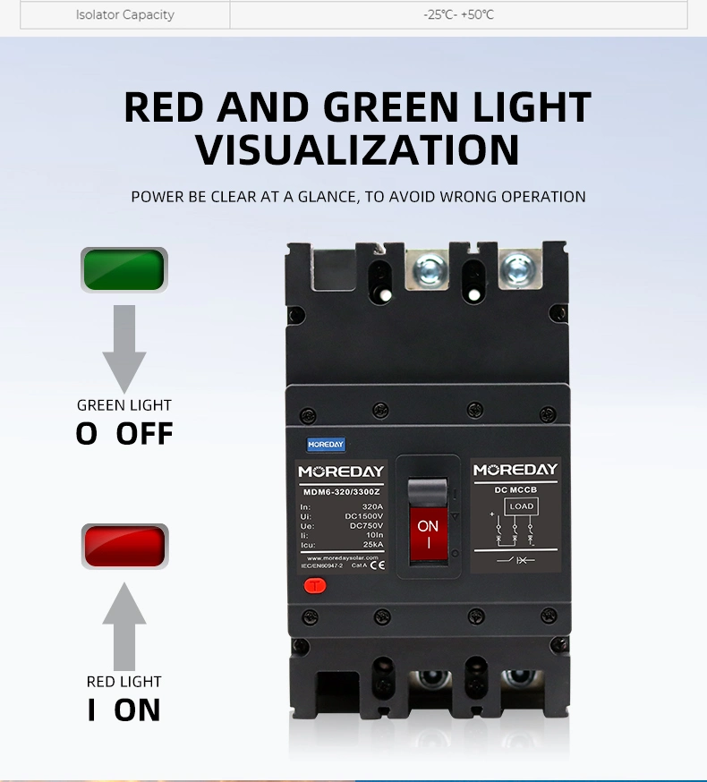 Moreday Circuit Breaker Equipment DC 25ka 35ka 150A 200A 350A MCCB Manufacturer From China Factory Wholesale