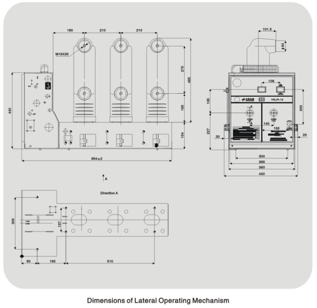 11kv Indoor High Voltage Vacuum Circuit Breaker with Lateral operating Mechanism