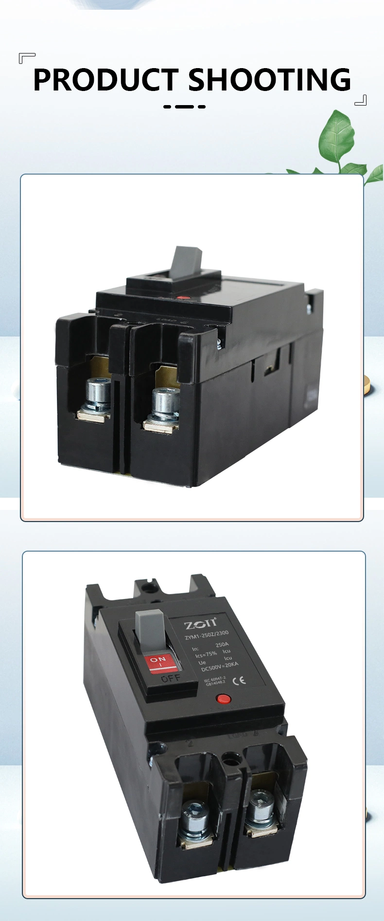 CE Certificates Zym1-125PV 80A 100A 125A 150A 200A 250A 1000V DC Moulded Case Circuit Breaker MCCB