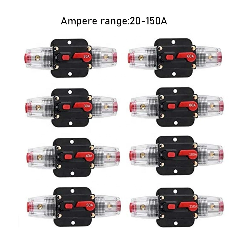 Car Boat 20A 30A 40A 50A 60A 80A 100A Circuit Breaker Dual Battery Waterproof 12V 24V Fuse Manual Reset