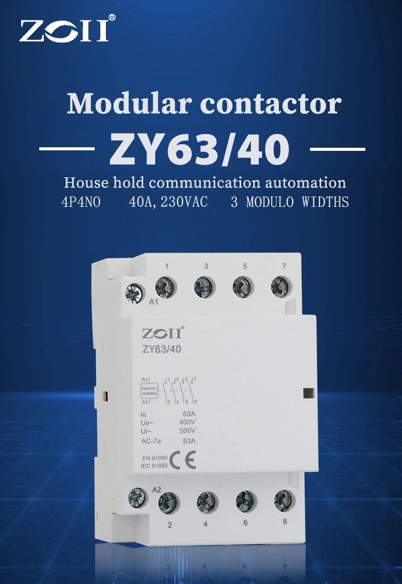 2p 63A 2no 220V/230V 50/60Hz AC Modular Contactor with Manual Control Switch
