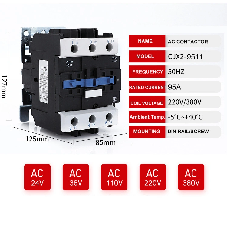 220V 380V 24V Coil AC Contactor CE/CCC Magnetic 18A Contactor Classic Type Cjx2/LC1-D 1810 Good AC Contactor