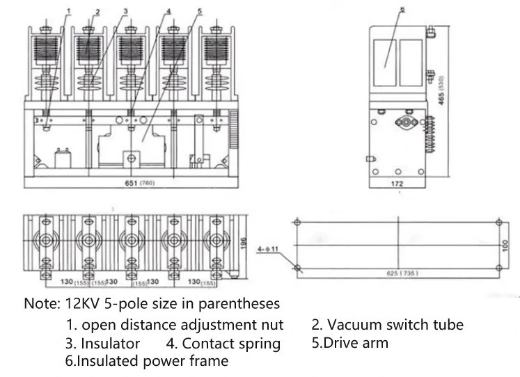 250A 4 Pole 7.2kv High Voltage AC Vacuum Contactor