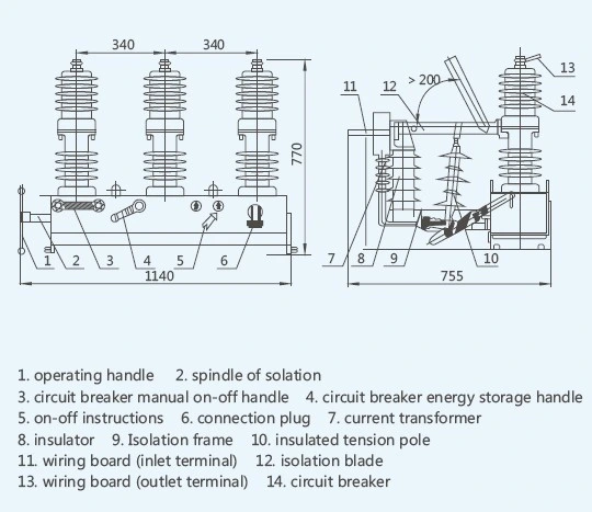 Zw32-12 Type 12kv Outdoor H. V. Vacuum Circuit Breaker