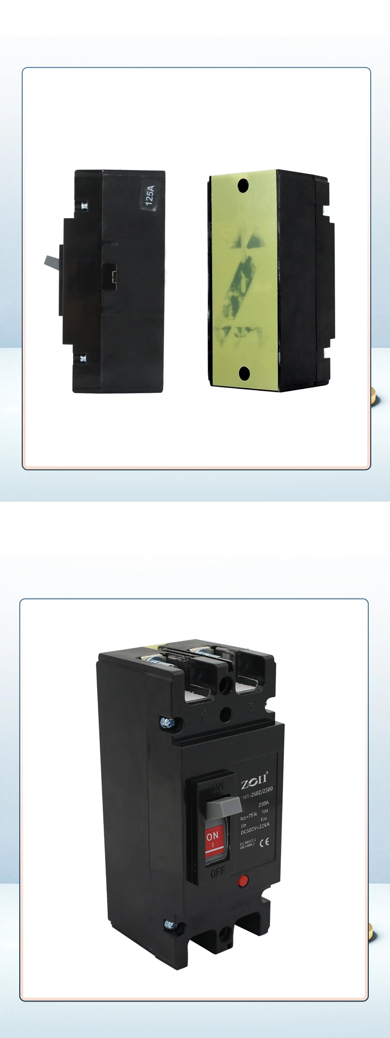 CE Certificates Zym1-125PV 80A 100A 125A 150A 200A 250A 1000V DC Moulded Case Circuit Breaker MCCB