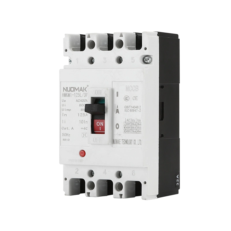 Nuomake Hmkm1 3 Pole 125A Circuit Breaker for Short Ciruit Protection High Breaking Capacity MCCB Nuomak Hmkm1-125L/3p