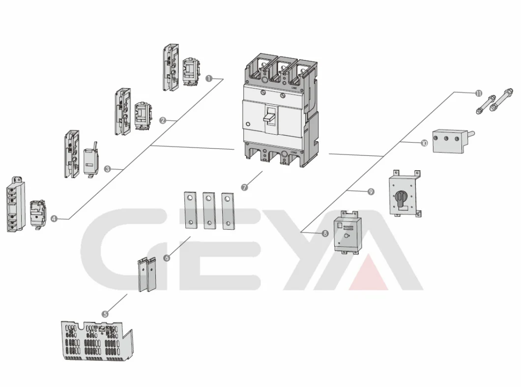 Geya Gycm3-125s 3p Molded Case Circuit Breaker with 15A 16A 20A 25A 30A 32A 40A 50A 60A 63A 75A 80A 100A 125A Ezc Ezd MCCB Price