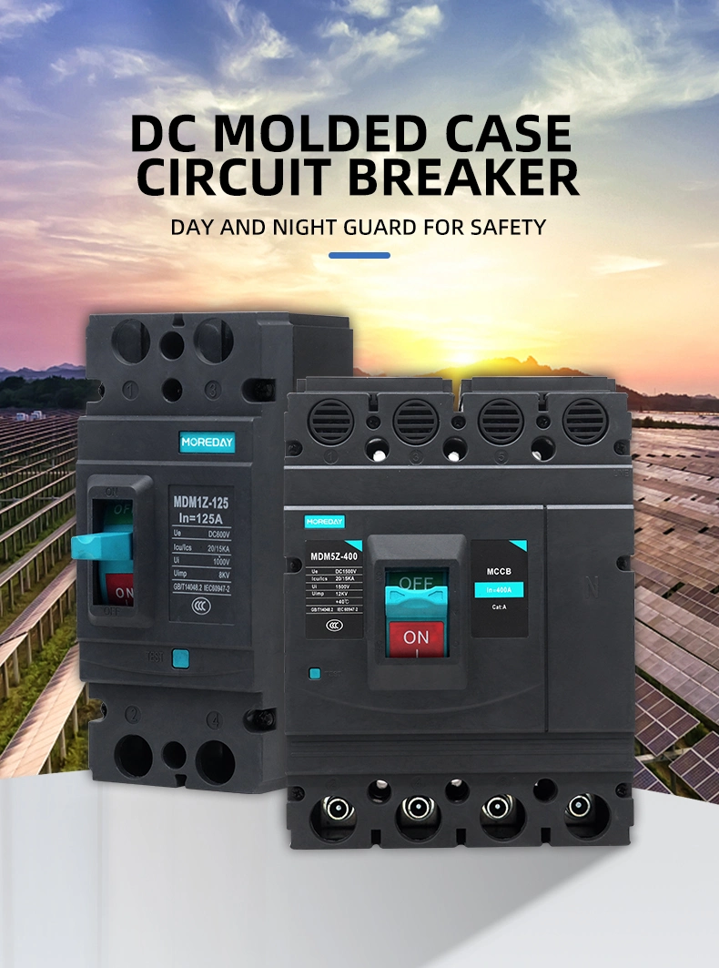 DC MCCB 12V 24V 48V 72V 100A 125A 250A Moulded Case Circuit Breaker Battery 200A 300A 400A Car Charging Pile Protector