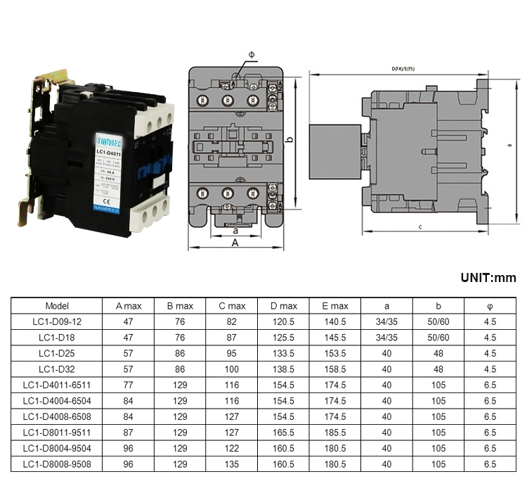 N LC1-D AC Contactor 3p 4p 9A to 95A