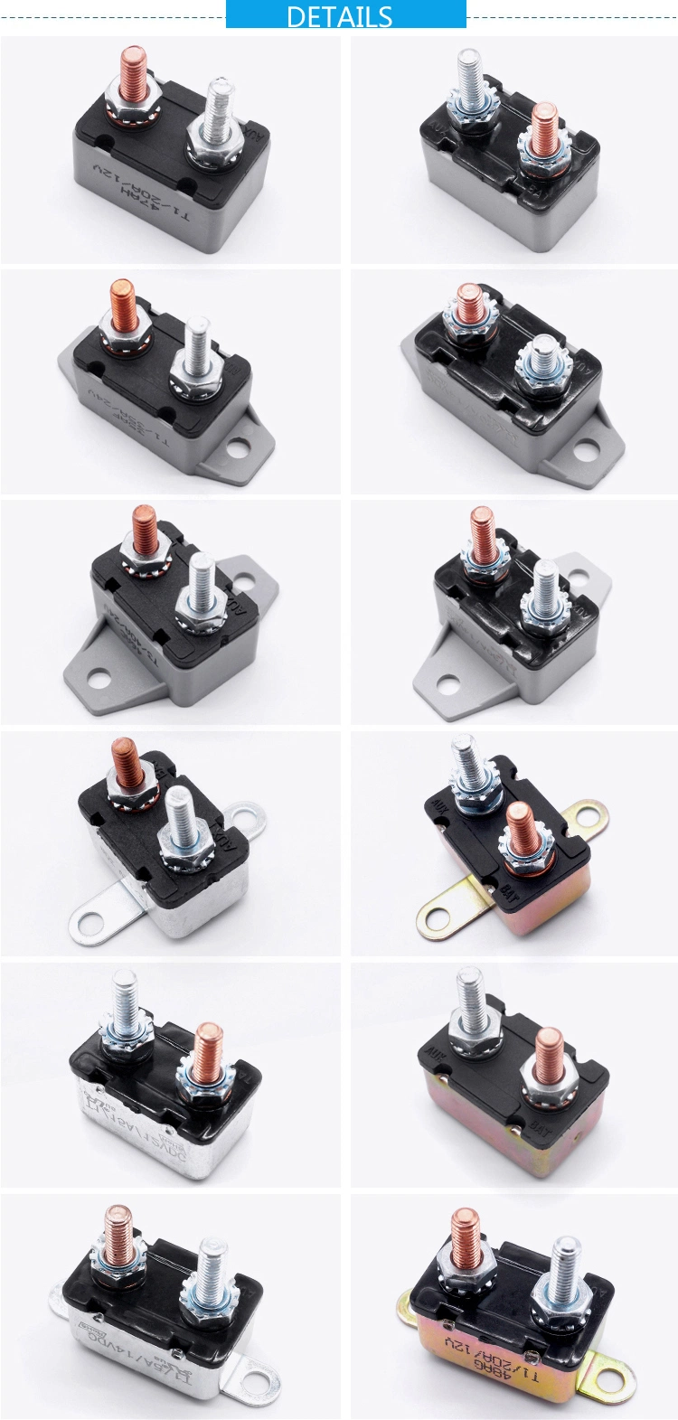 10A 20A 30A 40A 50A 12V 28V DC Circuit Breaker Overload Protector