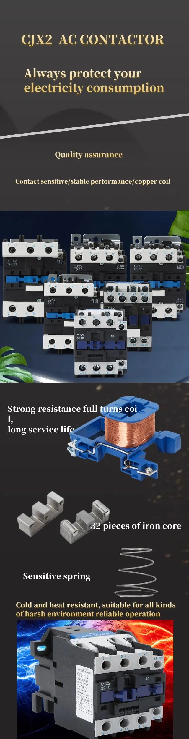 18A 3p+1no/1nc Rail Installation LC1d Cjx2- 0910 1 Normally Open Contact Normally Closed Contactors AC Contactor