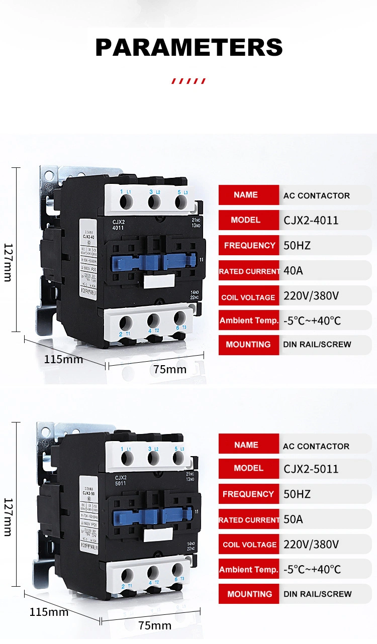 220V 380V 24V Coil AC Contactor CE/CCC Magnetic 18A Contactor Classic Type Cjx2/LC1-D 1810 Good AC Contactor