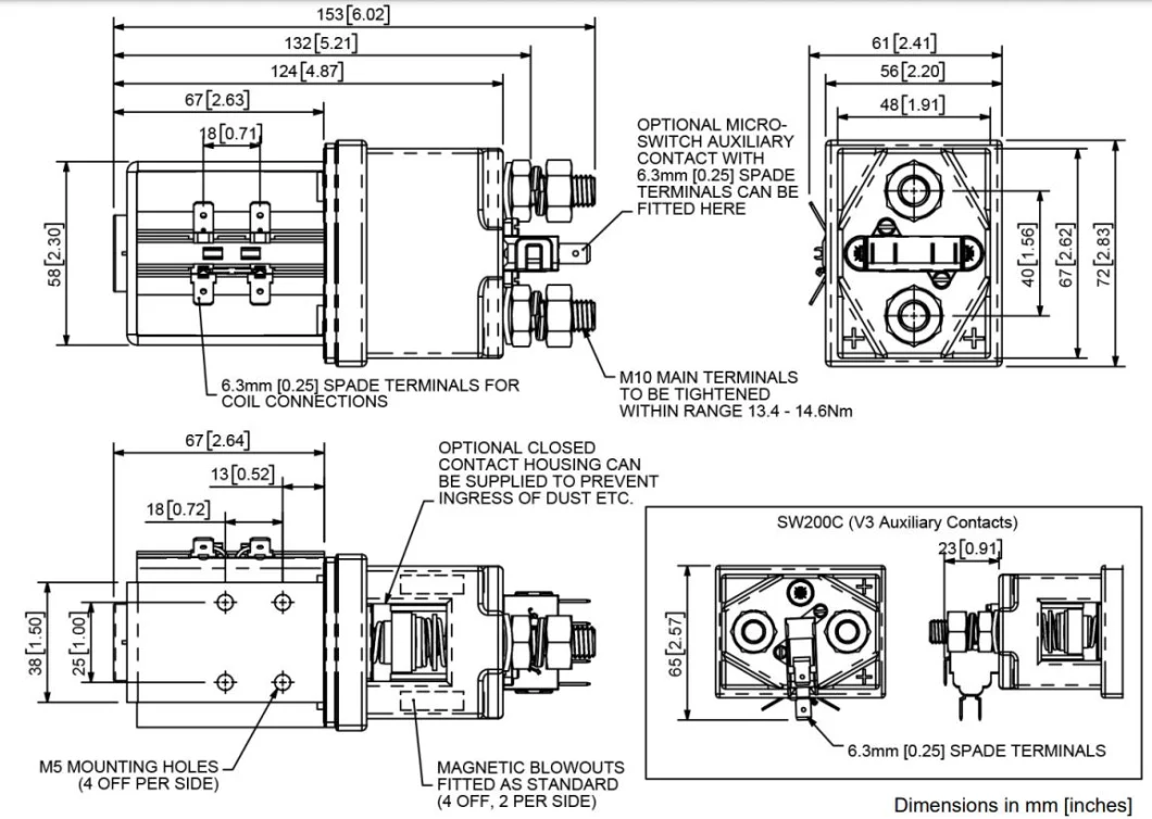 Sw200-262 Contactor Forklift Engine Auto Parts DC Loads