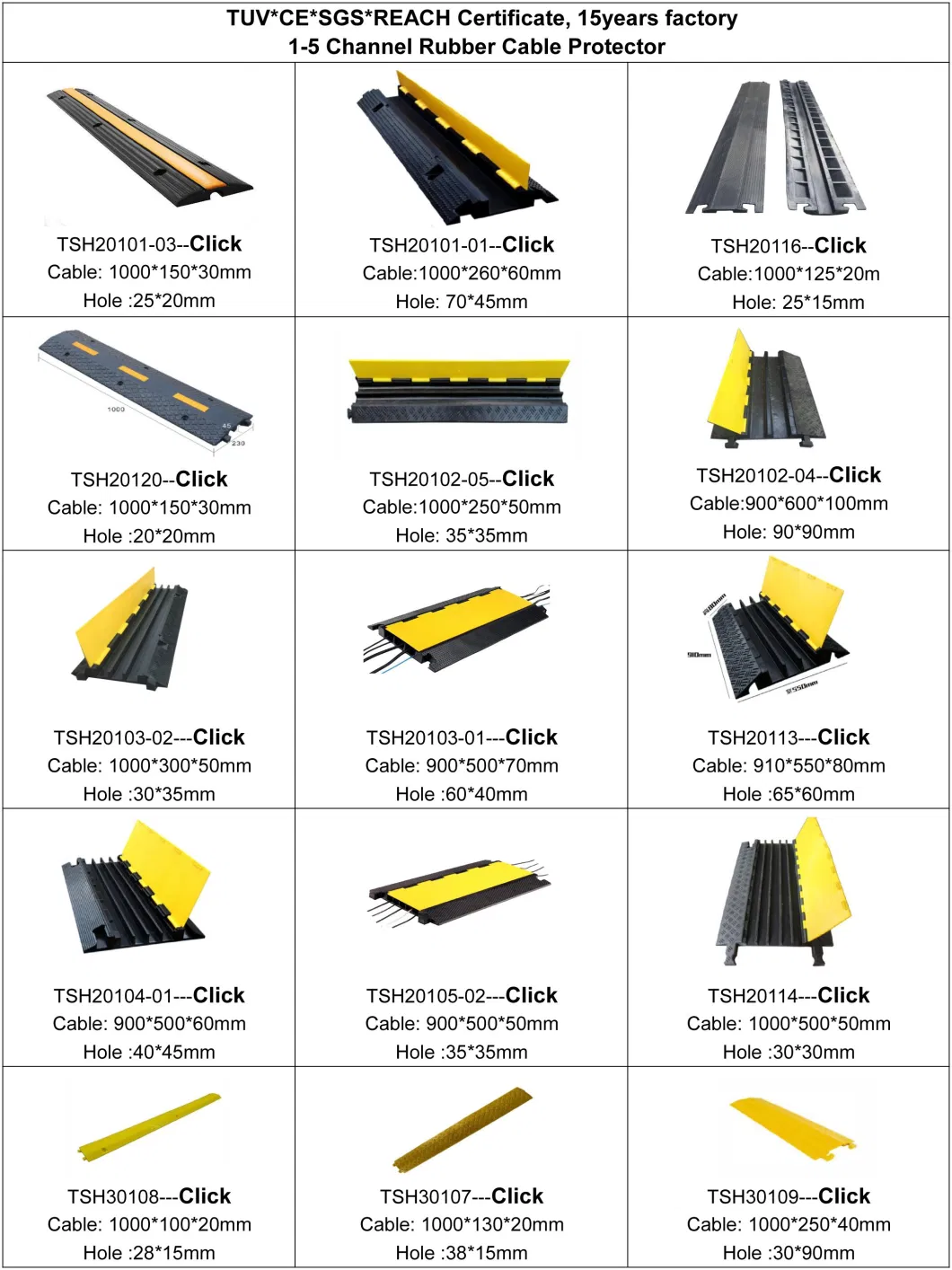 Yellow Color Lid Rubber Base 3 Channel Cable Ramp Cable Protector