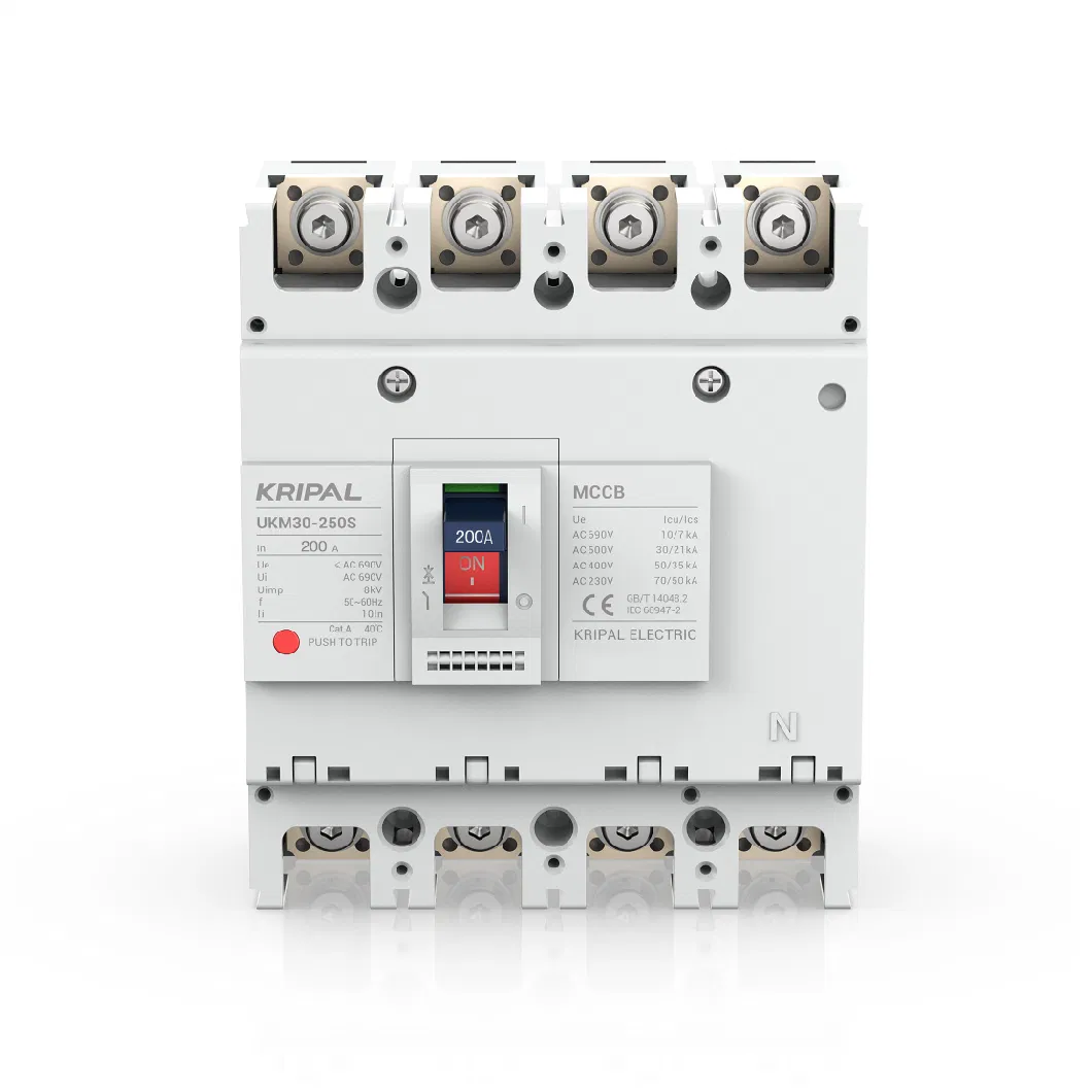 Motor Protection Ukm30-250s 200A Moulded Case Circuit Breakers 4p MCCB 200AMP Thermal Magnetic Type with Shunt Trip