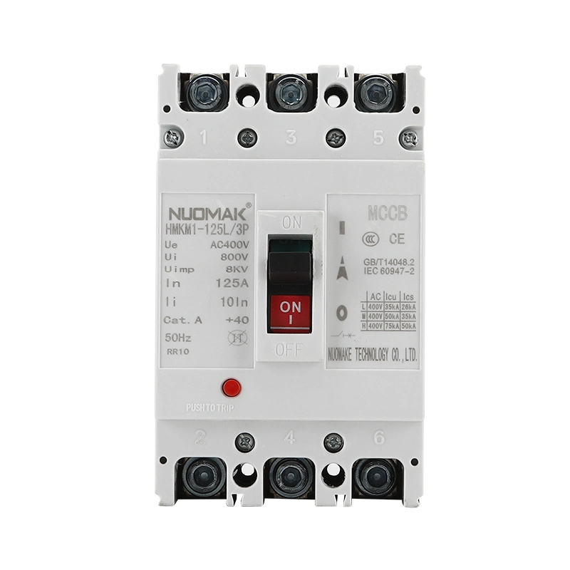 Nuomake Hmkm1 3 Pole 125A Circuit Breaker for Short Ciruit Protection High Breaking Capacity MCCB Nuomak Hmkm1-125L/3p