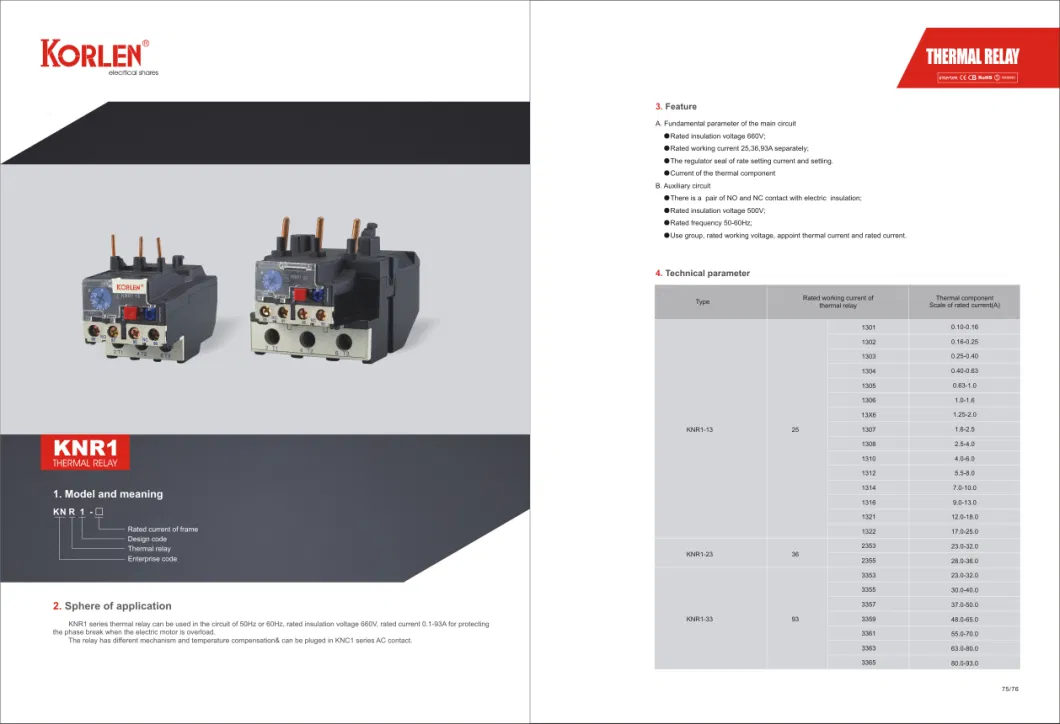 Thermal Overload Relay Lr2 Adjustable Thermal Relay with 1no+1nc Suitable for Cjx2 AC Contactor