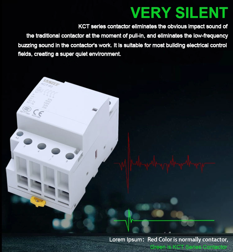 Kct-25z 25A Household Contactor 4p 4no 4nc 24V AC/DC Electric Modular Contactor