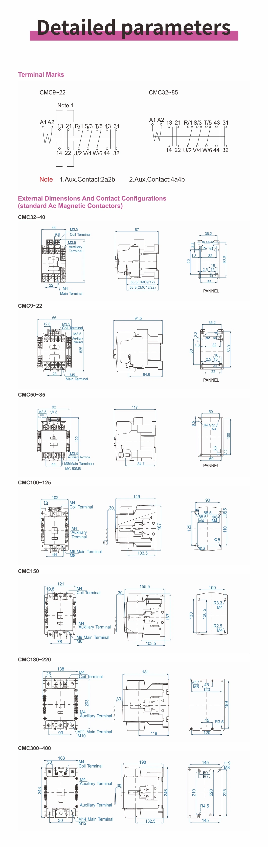 LC1-D CMC-50 AC/DC Contactor 12V 24V 48V 110V 220V 380V Coil Voltage 18A 3p 4p Magnetic Contactor